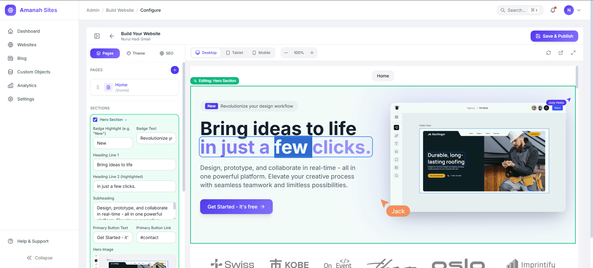 Sites screenshot